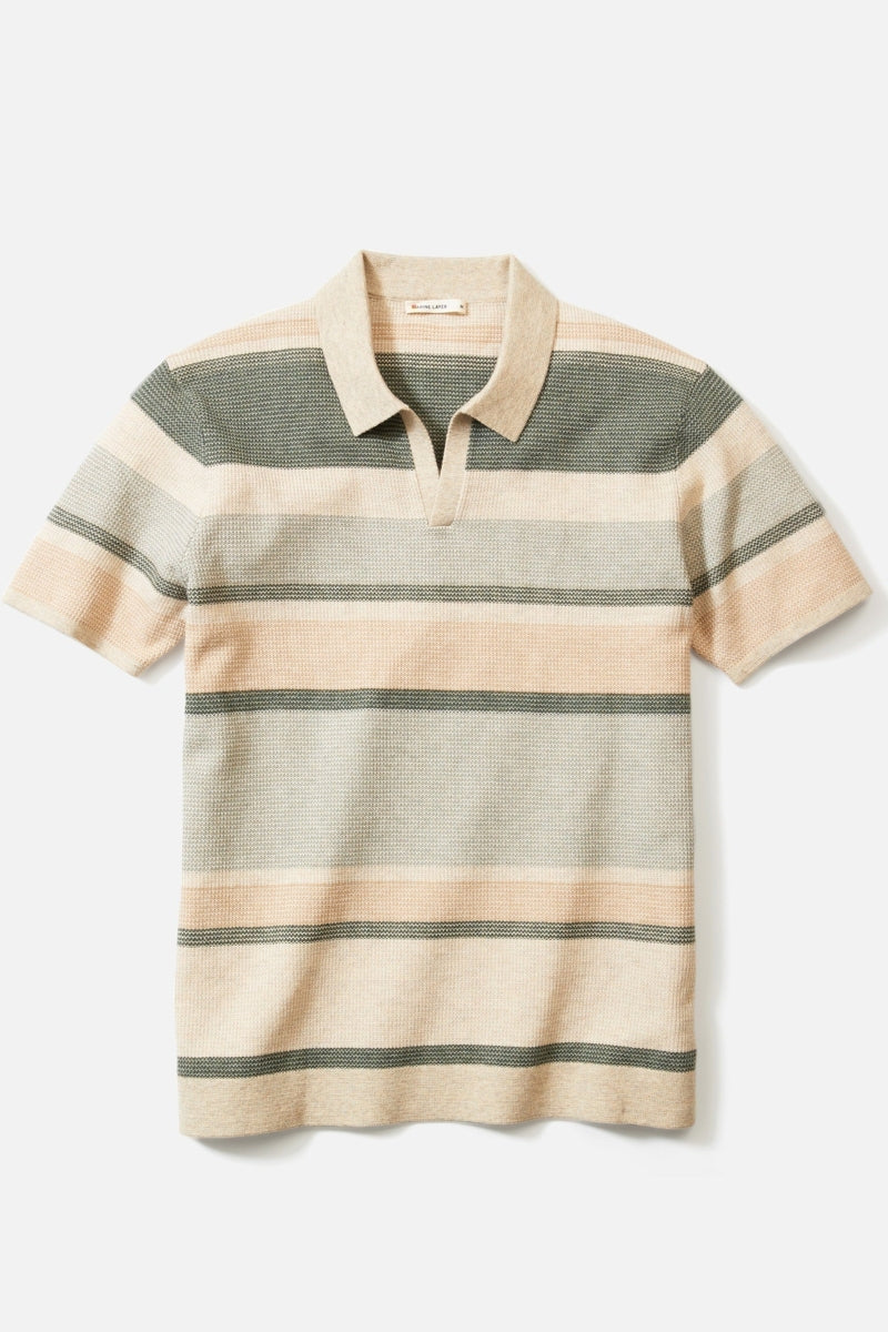 Wholesale,Marine Layer, Marine Layer Green Multi Stripe Sweater Polo, Green, Large-45-TagL