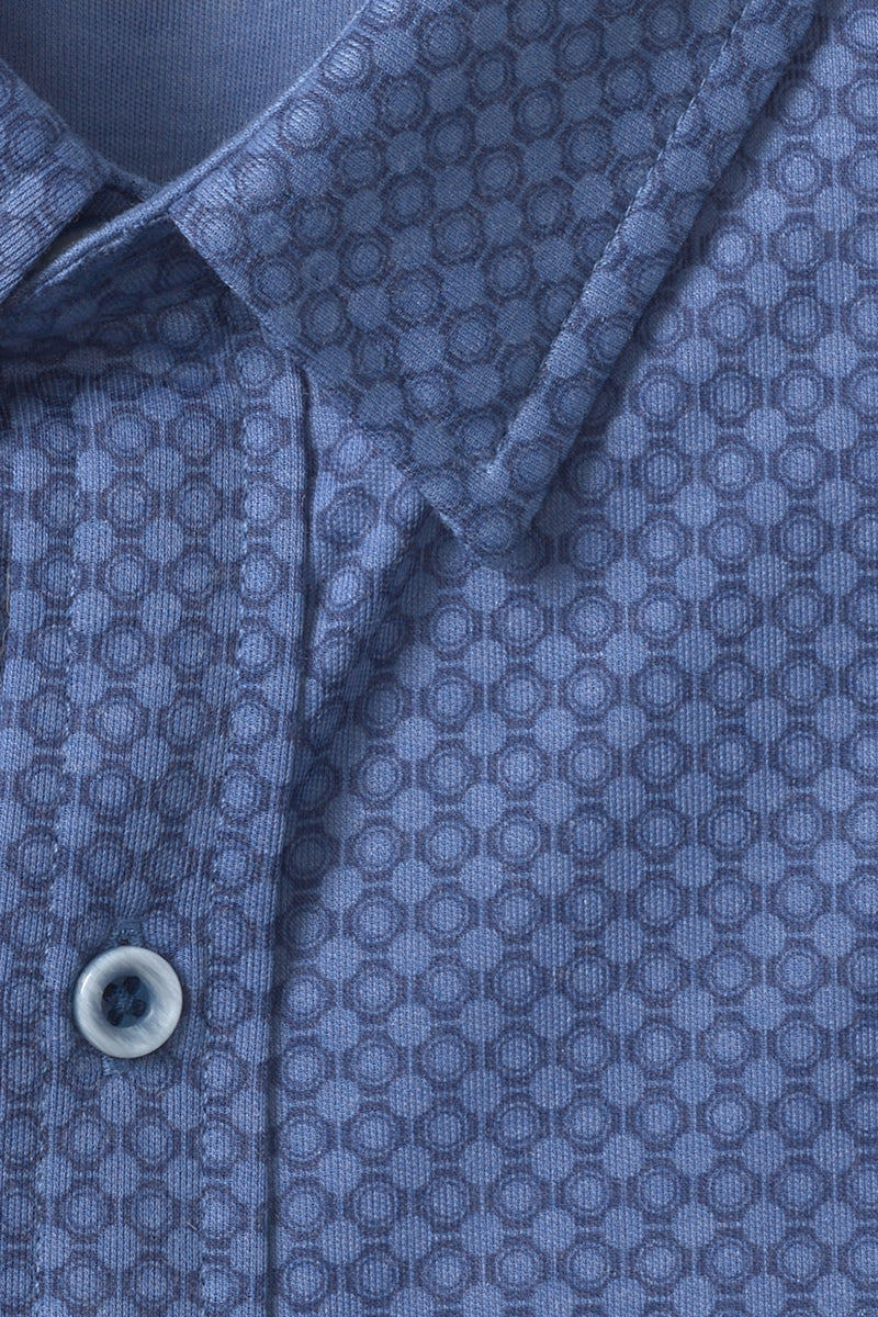 Wholesale,Johnston & Murphy, Johnston & Murphy Blue Heather Geo 4-way Stretch Shirt, Blue, Extra Extra Large-54-TagXXL