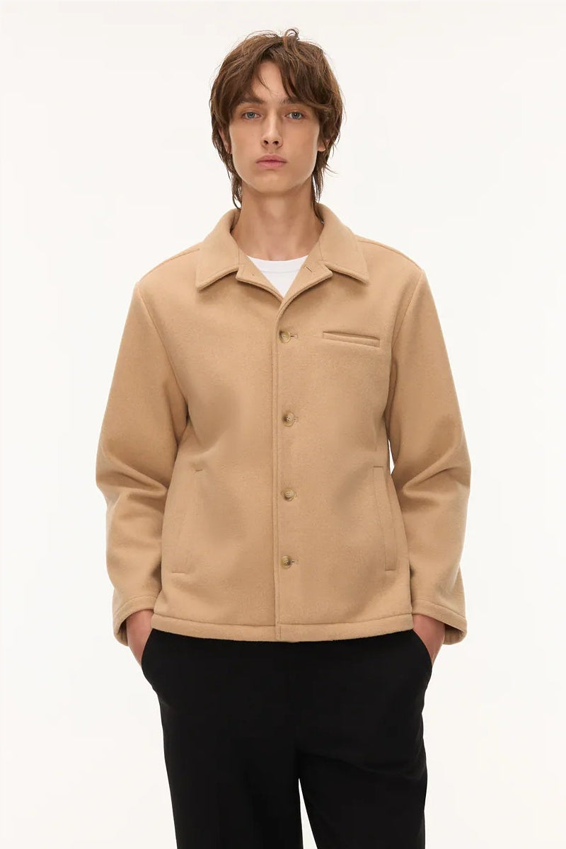 Direct From Brand,FYNE, FYNE Khaki Tan Front Pocket Fleece Jacket, Tan, Medium-44-TagM