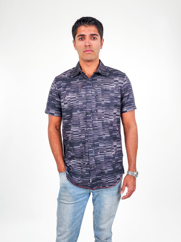 Projek Raw Charcoal 4 Way Stretch Short Sleeve Button Up Shirt