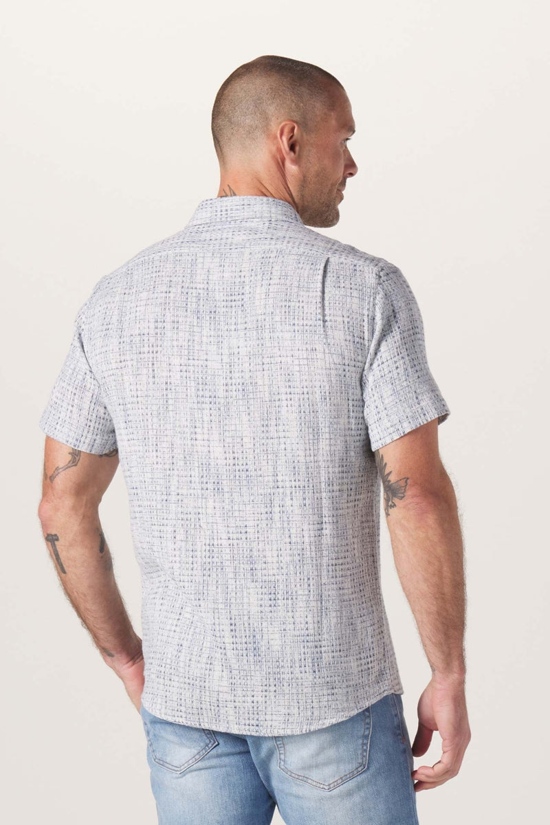 Wholesale,The Normal Brand, The Normal Brand Light Blue Woven Freshwater Short Sleeve Button Up Shirt, Blue, Small-40-TagS