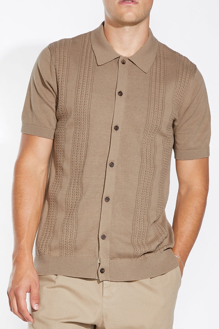 Wholesale,Civil Society, Civil Society Khaki Sweater Knit Textured Shirt, Tan, Large-44-TagL