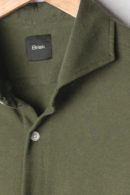 Wholesale,Brisk, Brisk Military Green Knitted Soft Pique Short Sleeve Shirt, Green, Small-38-TagSMedium-42-TagMLarge-44-TagLExtra Large-48-TagXLExtra Extra Large-50-TagXXL