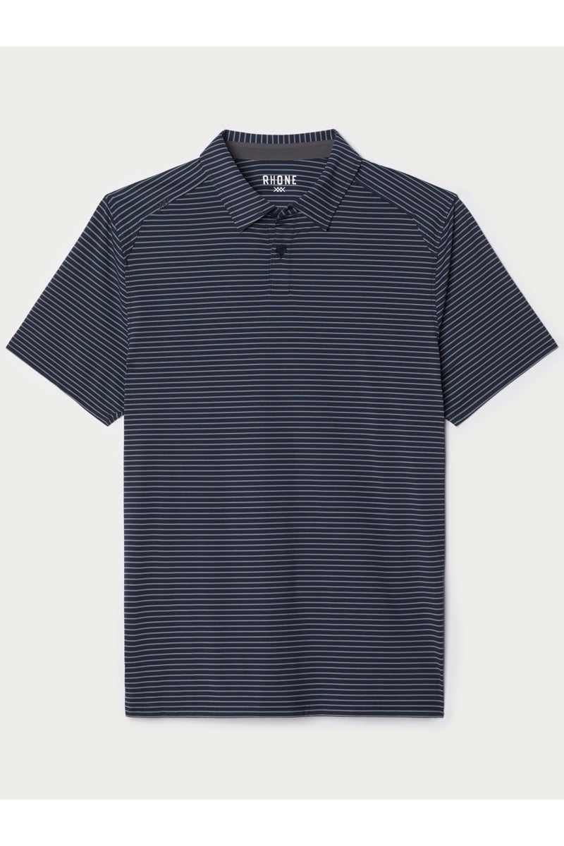 Wholesale,Rhone, Rhone Blue/Silver/Light Blue Double Stripe Slim Performance Polo, Blue, Small-39-TagSLarge-45-TagLMedium-42-TagMExtra Large-48-TagXLExtra Extra Large-50-TagXXL