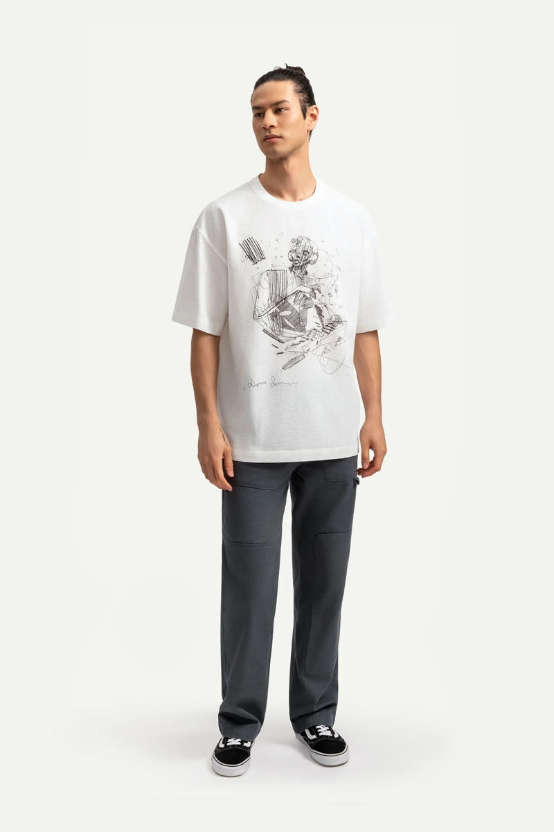 Wholesale,KAFT, KAFT Off-White Apex Sketch Textured T-Shirt, White, Extra Large-51-TagXL