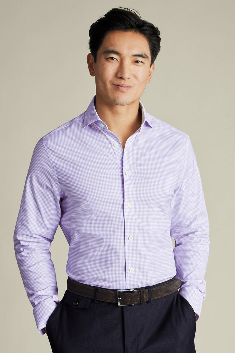 Wholesale,Charles Tyrwhitt, Charles Tyrwhitt Lilac Performance Twill Check Shirt, Purple, Large-46-Tag16.5Small-40-Tag15Medium-44-Tag16