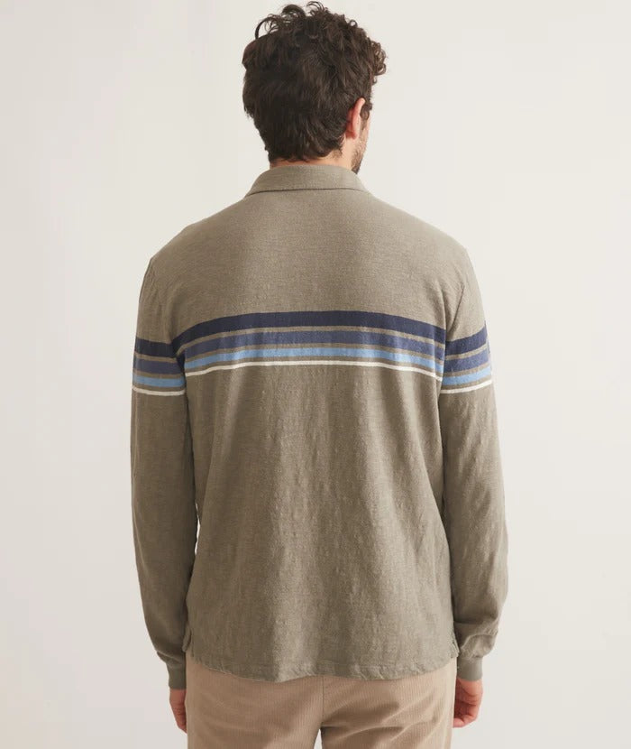 Wholesale,Marine Layer, Marine Layer Green/Blue Stripe Vintage Heavy Slub Rugby Polo, Green, Large-47-TagLExtra Large-50-TagXLMedium-44-TagMExtra Extra Large-53-TagXXLSmall-41-TagS