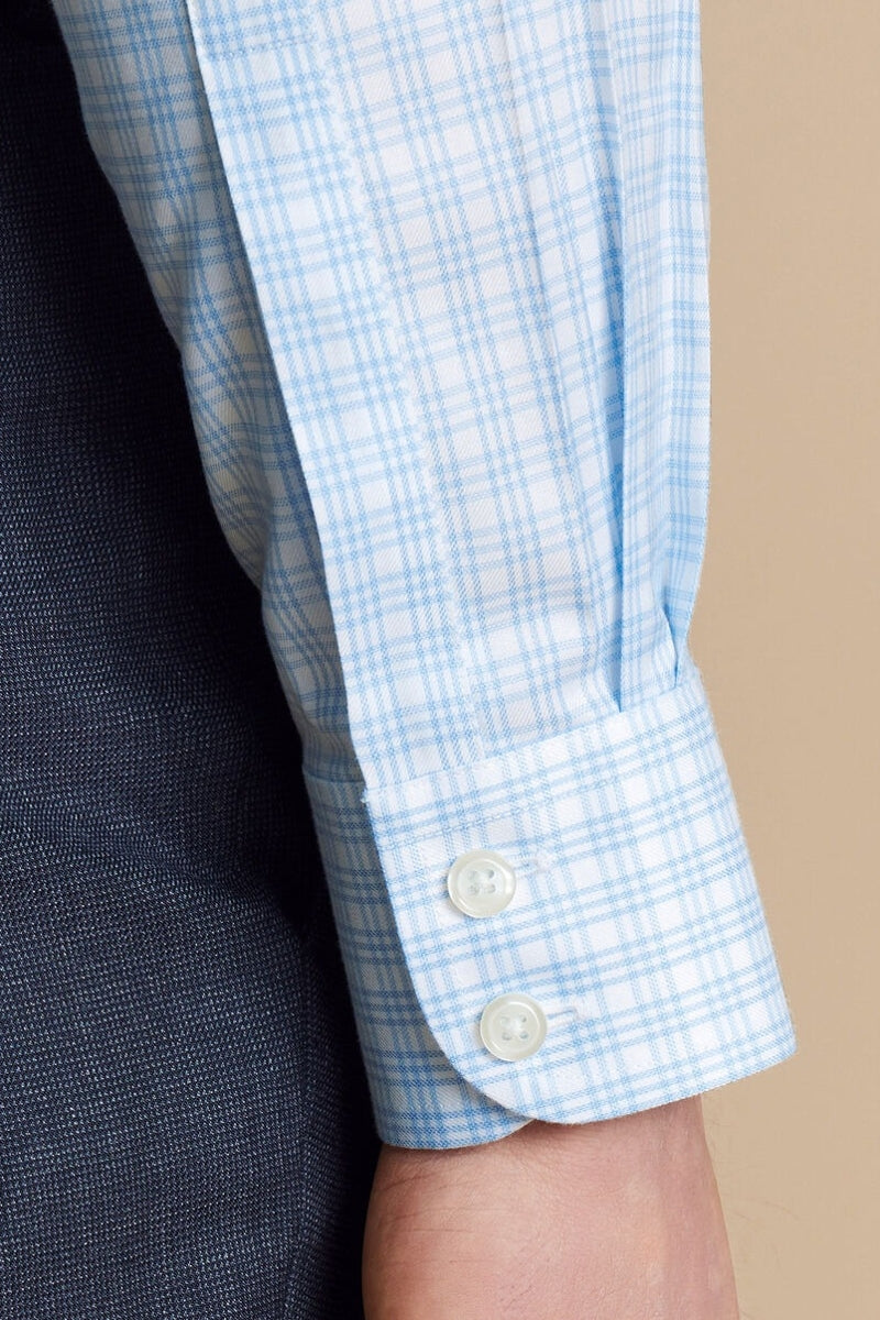 Wholesale,Charles Tyrwhitt, Charles Tyrwhitt Sky Blue Twill Triple Check Shirt, Blue, Small-40-Tag15