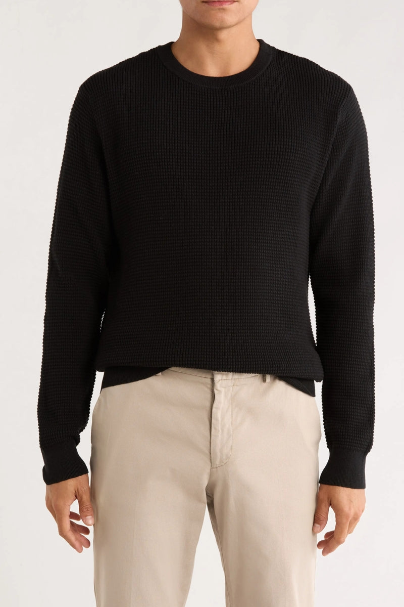 Wholesale,James Campbell, James Campbell Black Waffle Knit Sweater, Black, Small-42-TagS