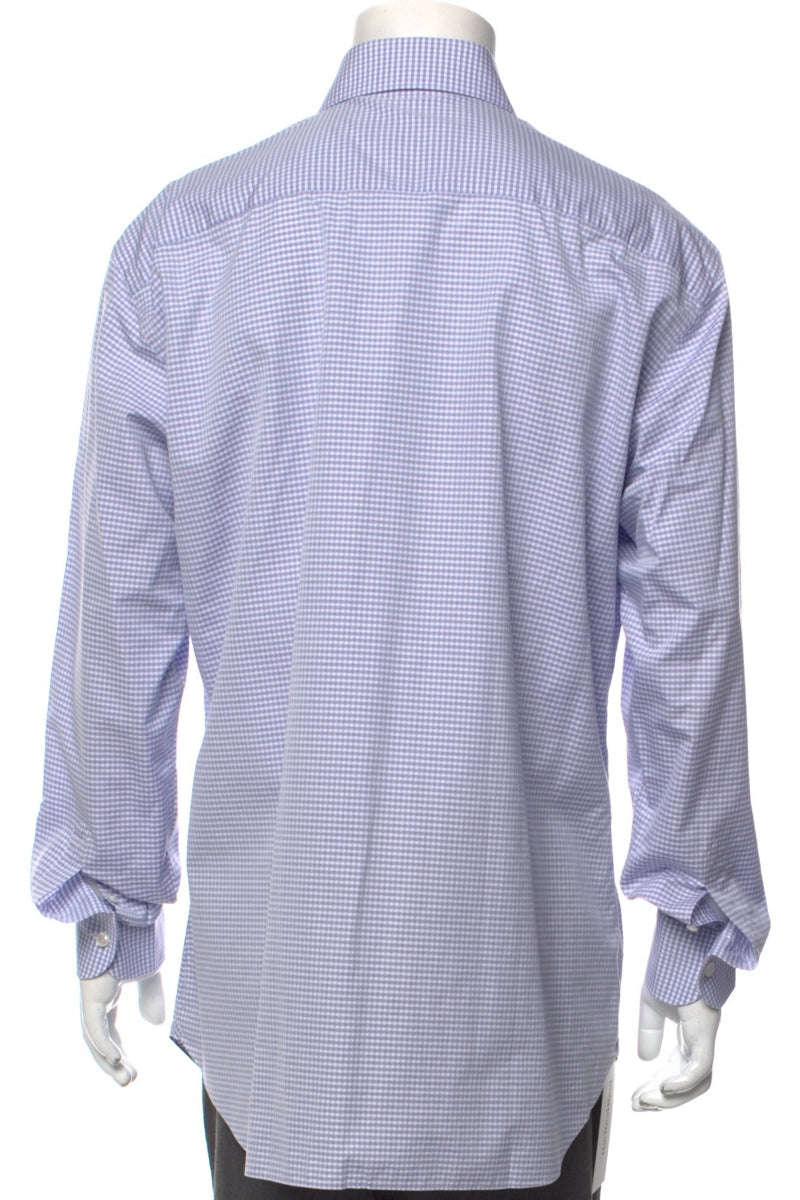Wholesale,Brioni, Brioni Purple/White Plaid Print Long Sleeve Dress Shirt, Purple, Extra Large-47-TagXL