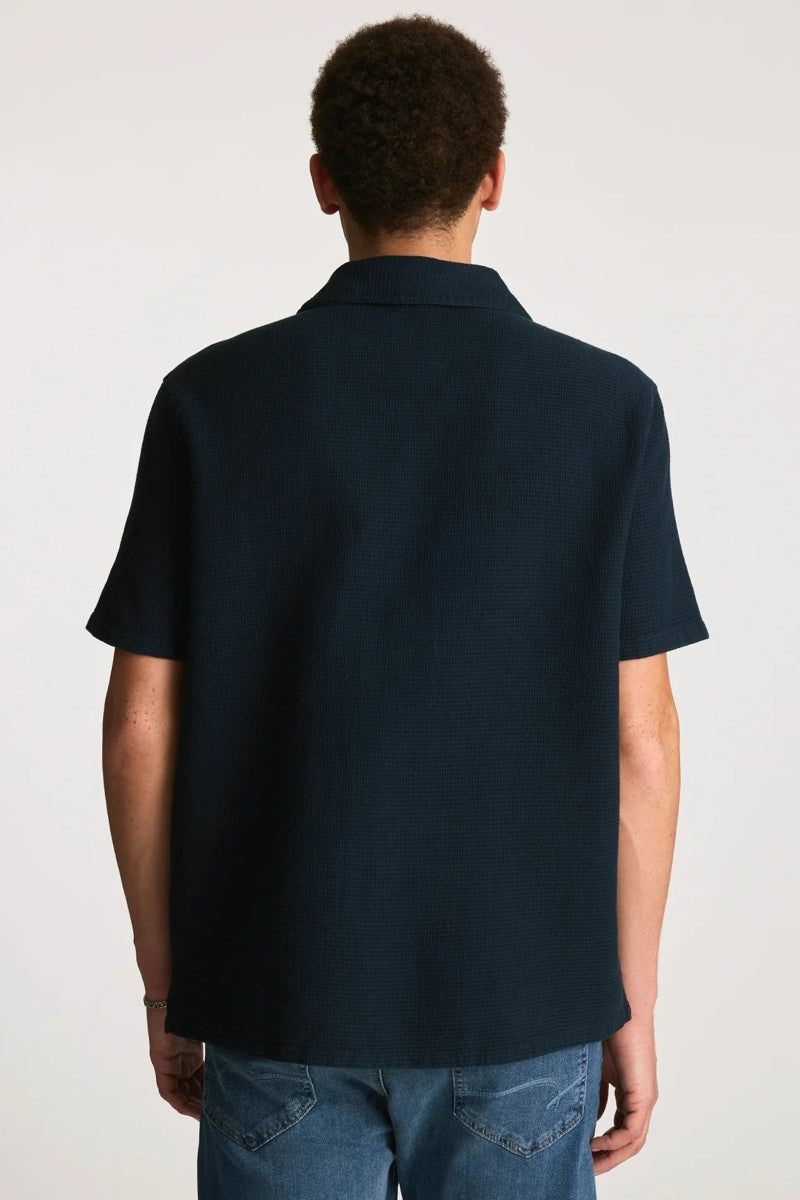 Wholesale,Mavi, Mavi Navy Waffle Knit Camp Collar Shirt, Blue, Extra Extra Large-52-TagXXL