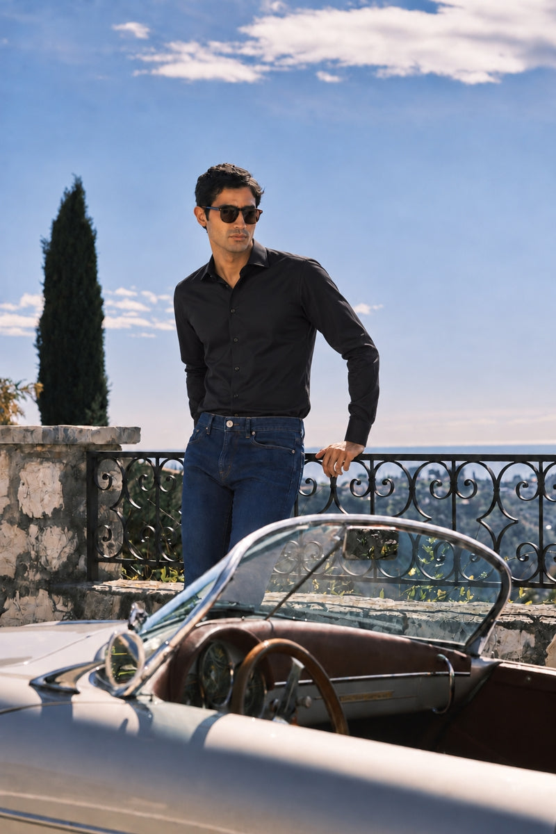 Wholesale,Luchiano Visconti, Luchiano Visconti Black Japanese Performance Knit Shirt, Black, Small-41-TagSMedium-44-TagMLarge-46-TagLExtra Large-49-TagXLExtra Extra Large-52-TagXXL
