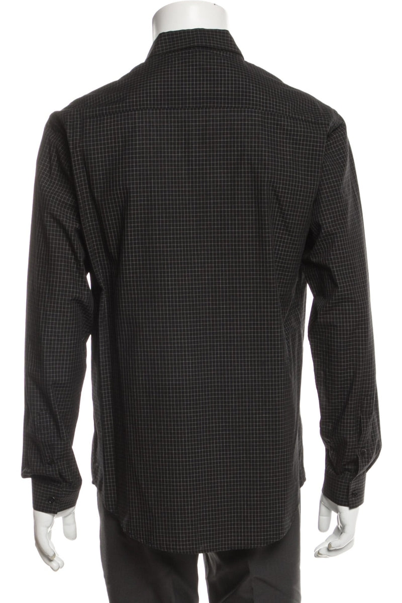 RealReal,Sandro, Sandro Black Plaid Print Long Sleeve Dress Shirt, Black, Medium-42-TagXL