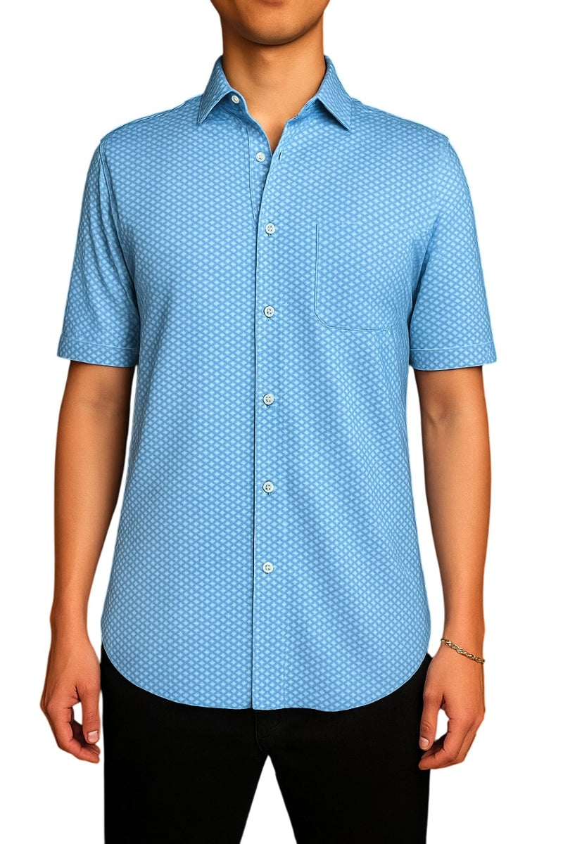 Wholesale,Nicoby Age of Wisdom, Nicoby Age of Wisdom Sky Blue Geo Print Performance Shirt, Blue, Small-40-TagSMedium-42-TagMLarge-45-TagLExtra Large-48-TagXLExtra Extra Large-51-TagXXL