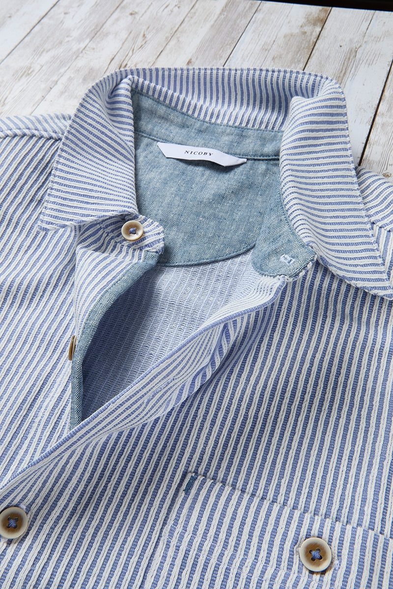 Wholesale,Nicoby Age of Wisdom, Nicoby Age of Wisdom Blue/White Textured Striped Shirt, Blue, Medium-43-TagMLarge-45-TagLExtra Large-47-TagXL