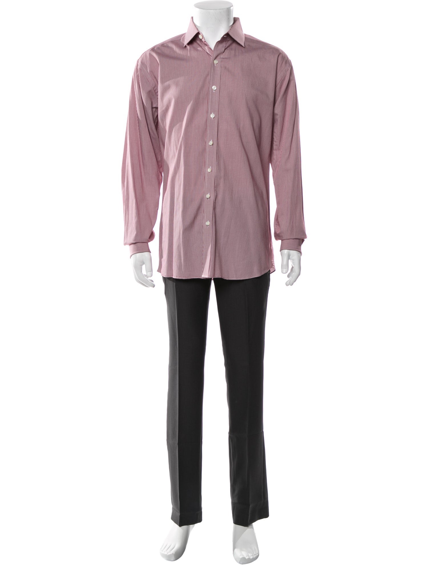 RealReal,Proper Cloth, Proper Cloth Red Stripe Long Sleeve Dress Shirt, Red, Extra Large-49-TagXXL