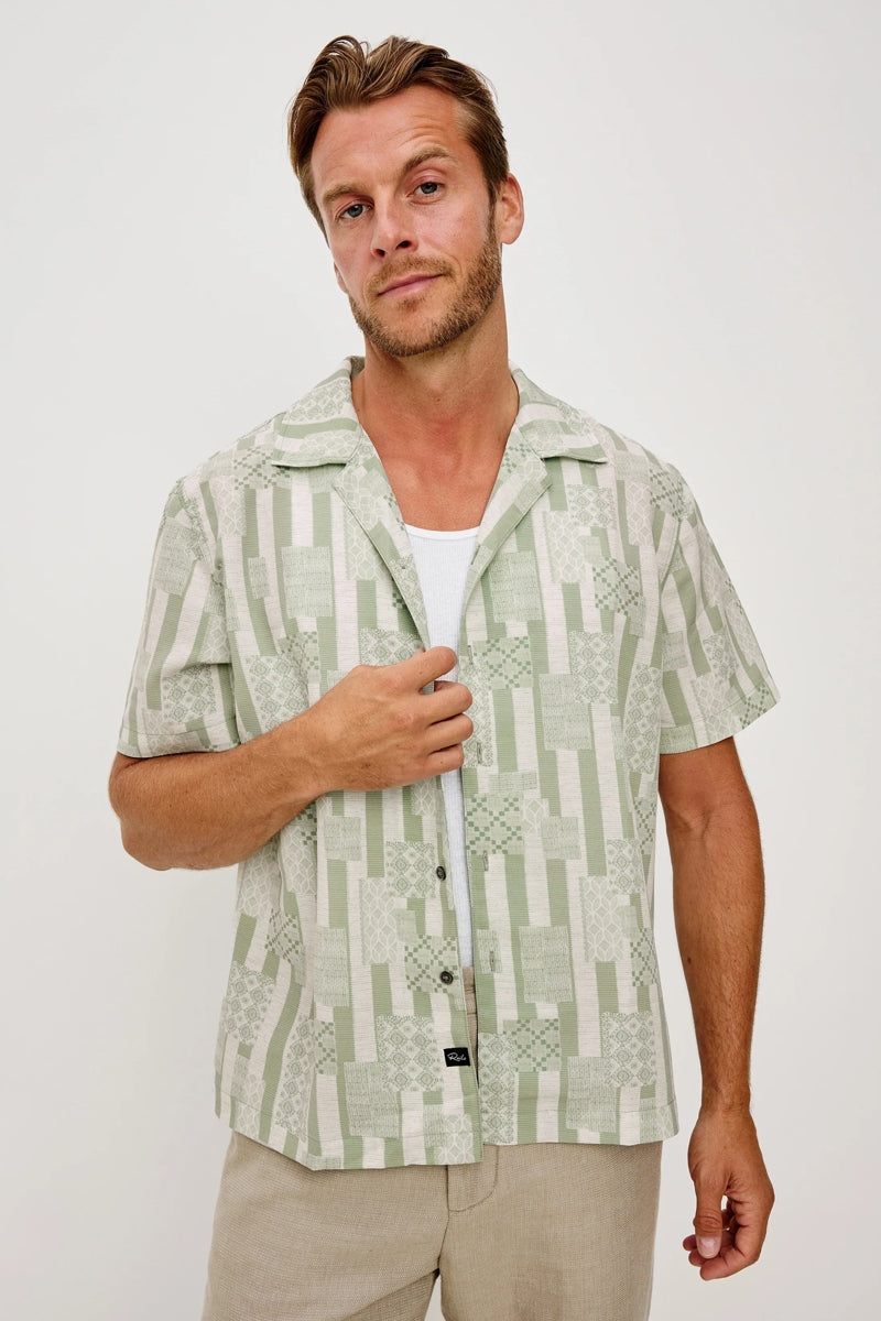 Wholesale,Rails, Rails Green/White Sage Patchwork Stripe Shirt, Green, Small-44-TagSMedium-47-TagMLarge-50-TagL