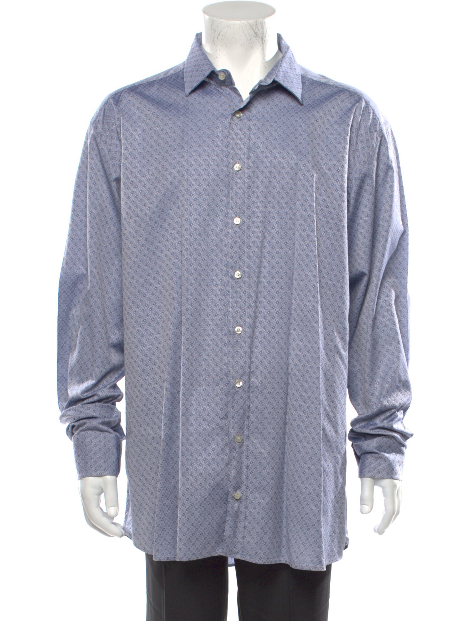 RealReal,Etro, Etro Blue Paisley Print Long Sleeve Dress Shirt, Blue, Extra Extra Large-52-TagXXL