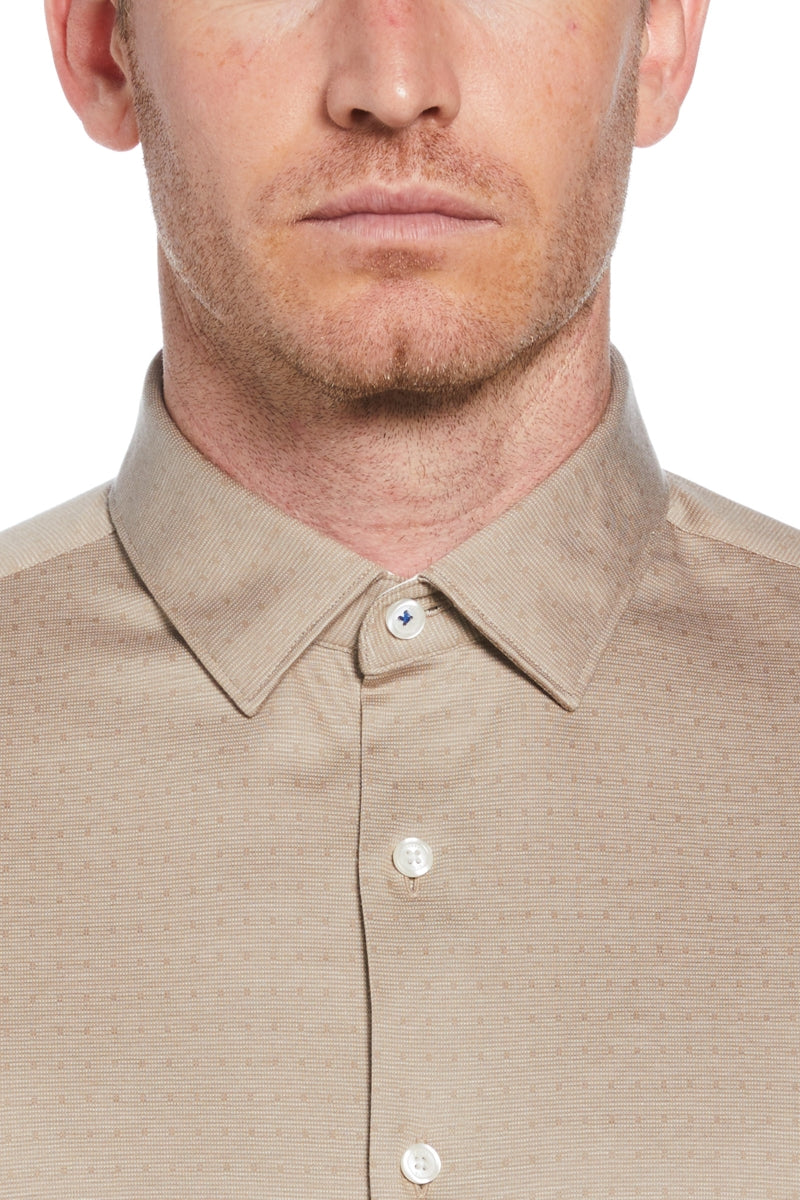 Wholesale,Perry Ellis, Perry Ellis Taupe Dobby Knit Geo Button-Down Shirt, Tan, Small-40-TagSLarge-46-TagLExtra Large-48-TagXLMedium-42-TagM