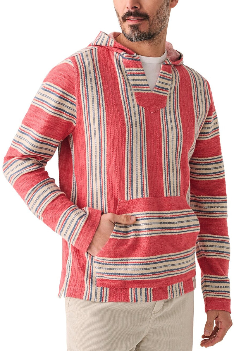 Other,Faherty, Faherty Red/Cream Textured Stripe Hoodie, Red, Medium-42-TagM