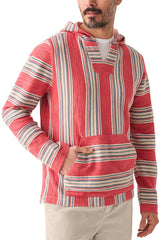 Faherty Red/Cream Textured Stripe Hoodie