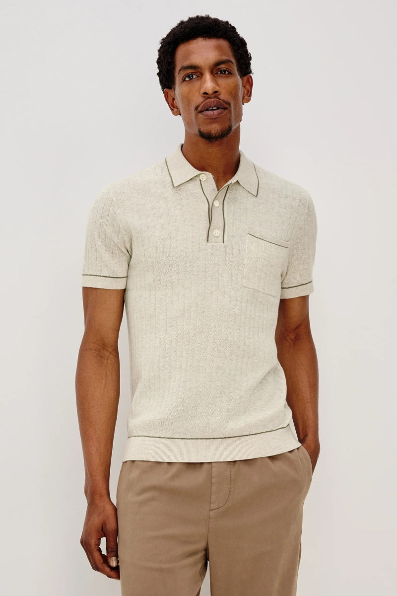 Wholesale,Rails, Rails Oat Heather Striped Textured Knit Polo, Tan, Extra Large-47-TagXL