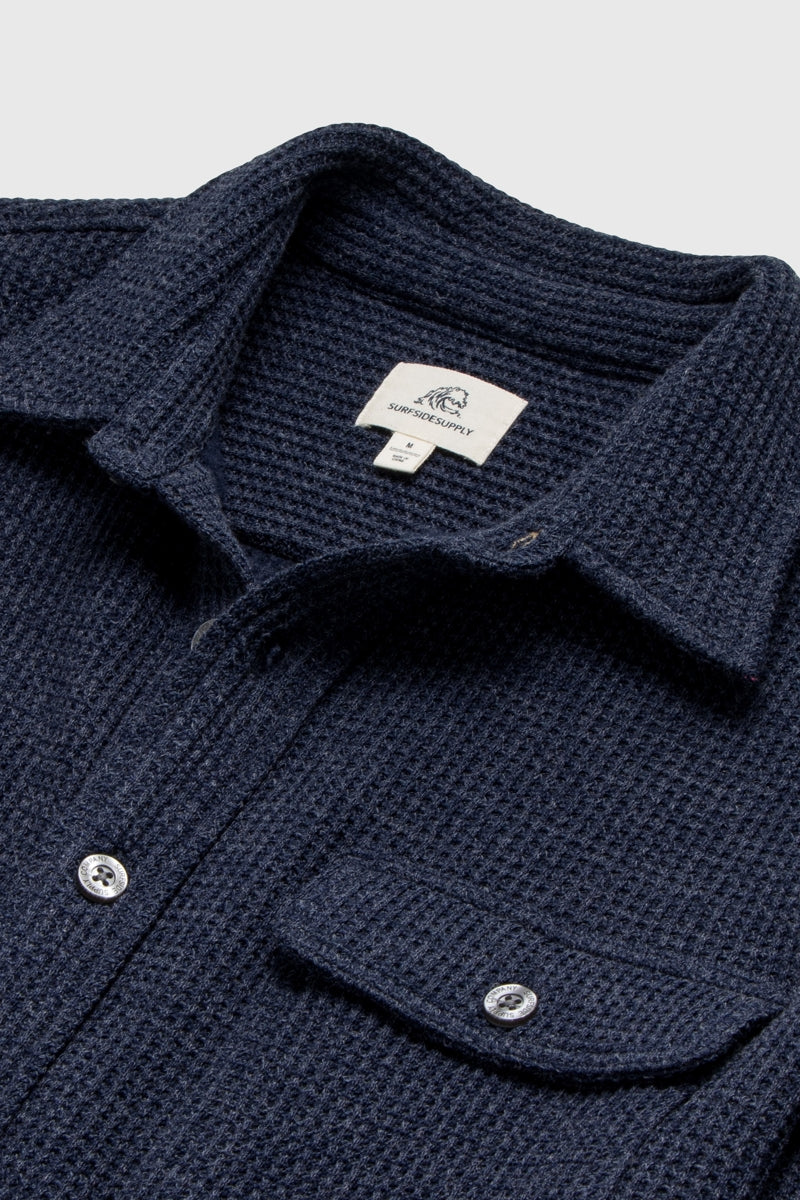 Wholesale,Surfside Supply, Surfside Supply Navy Heather Waffle Fleece Overshirt, Blue, Small-44-TagSMedium-46-TagMLarge-49-TagLExtra Large-52-TagXL