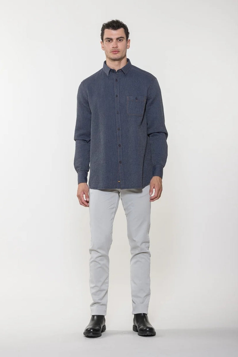 Wholesale,American Heritage, American Heritage Steel Vintage Washed Navy Waffle Long Sleeve Shirt, Blue, Small-42-TagSMedium-45-TagMLarge-48-TagLExtra Large-51-TagXL