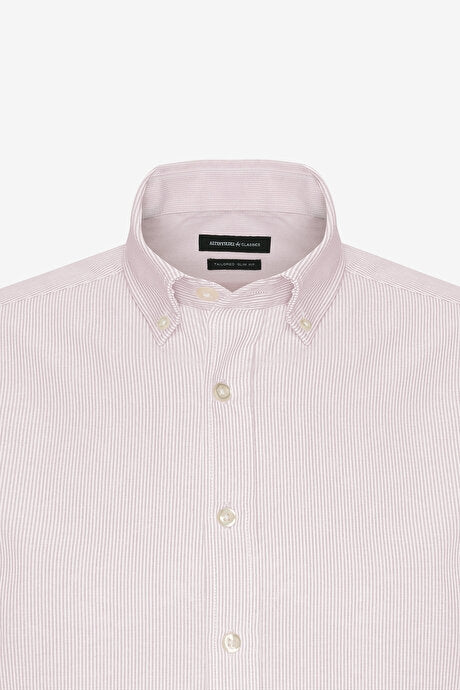 Wholesale,Altinyildiz Classics, Altinyildiz Classics Pink/White Striped Slim Fit Shirt, Pink, Large-44-TagL
