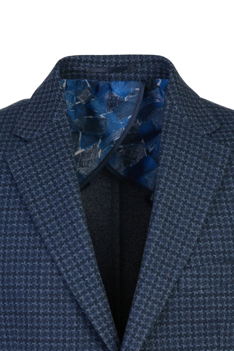 Wholesale,Luchiano Visconti, Luchiano Visconti Indigo Wool-Touch Stretch Houndstooth Blazer, Blue, Large-42-Tag42Large-44-Tag44Medium-40-Tag40Small-38-Tag38