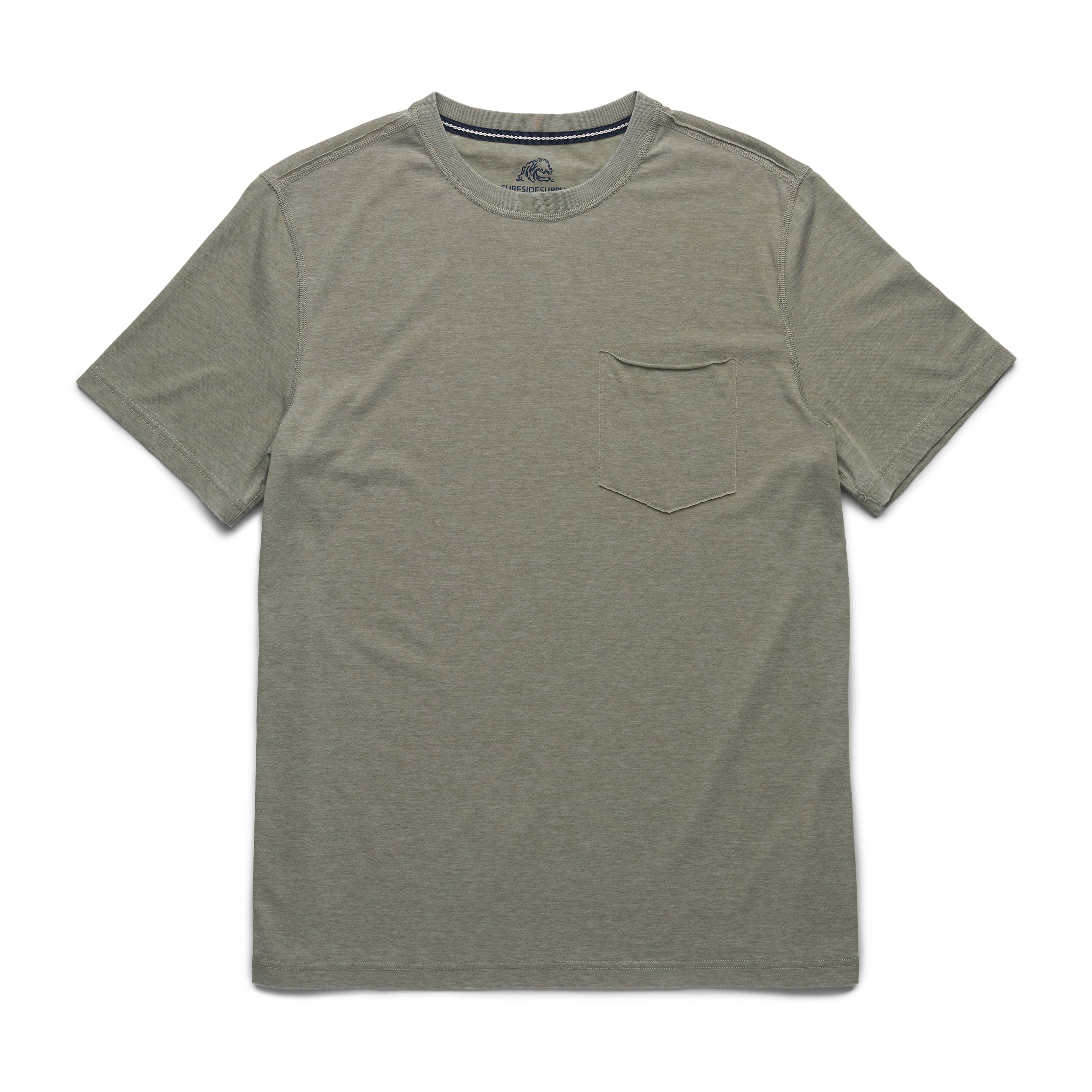 Faire,Surfside Supply, Surfside Supply Pastel Olive Green Burnout Raw Edge Tshirt With Front Pocket, Green, Large-44-TagL