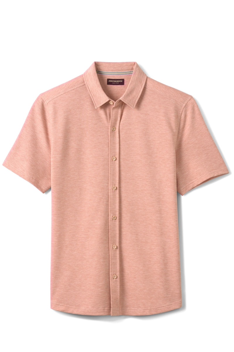 Wholesale,Johnston & Murphy, Johnston & Murphy Salmon Pink Honeycomb Textured Shirt, Pink, Medium-44-TagMLarge-46-TagLExtra Large-48-TagXLSmall-41-TagSExtra Extra Large-53-TagXXL
