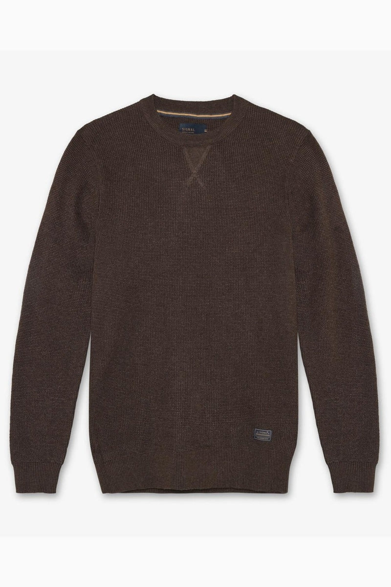 Wholesale,Signal Clothing, Signal Clothing Dark Brown Melange Structure Sweater, Brown, Small-42-TagS