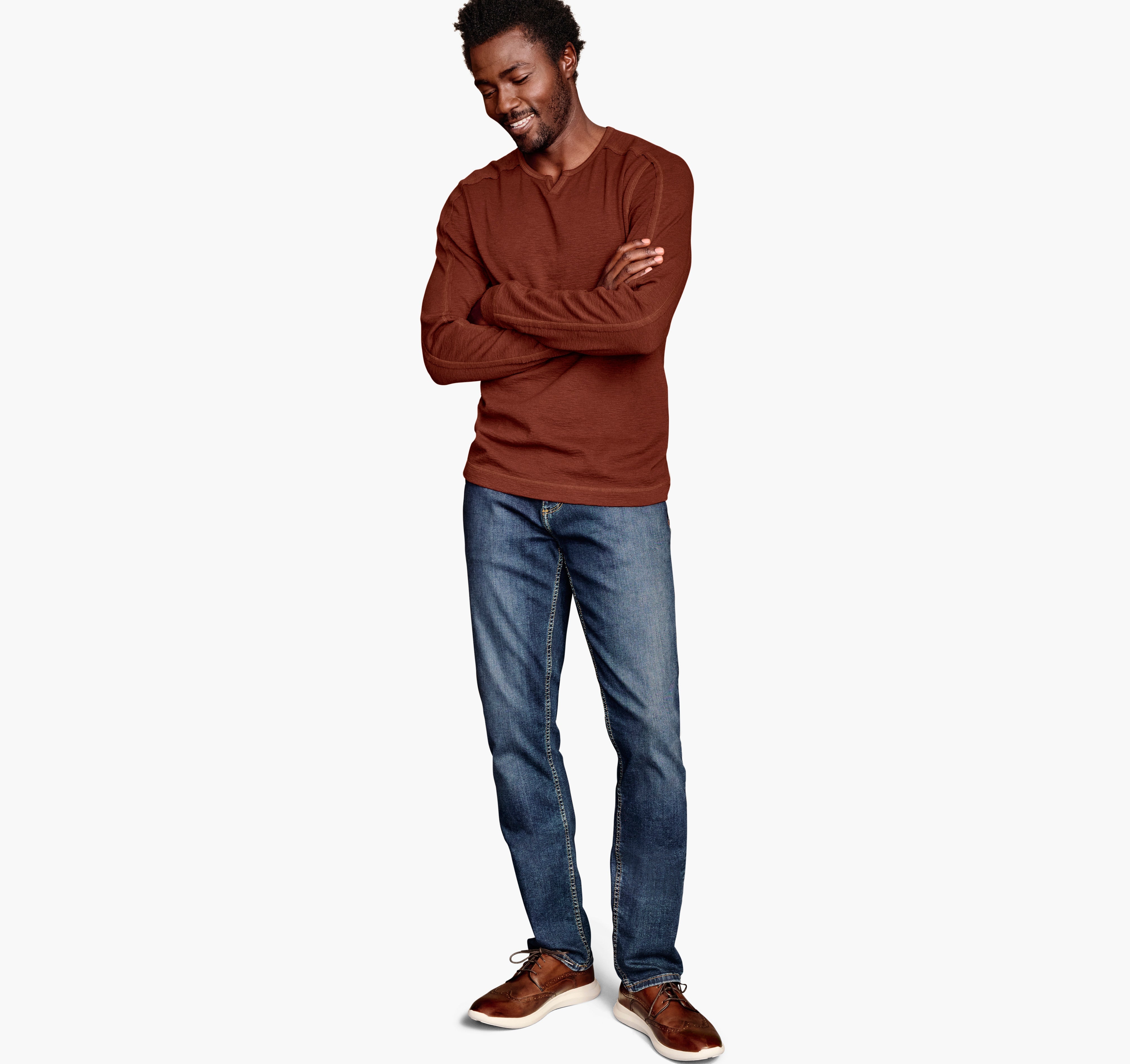 Wholesale,Johnston & Murphy, Johnston & Murphy Rust Split Sweatshirt, Orange, Large-44-TagL