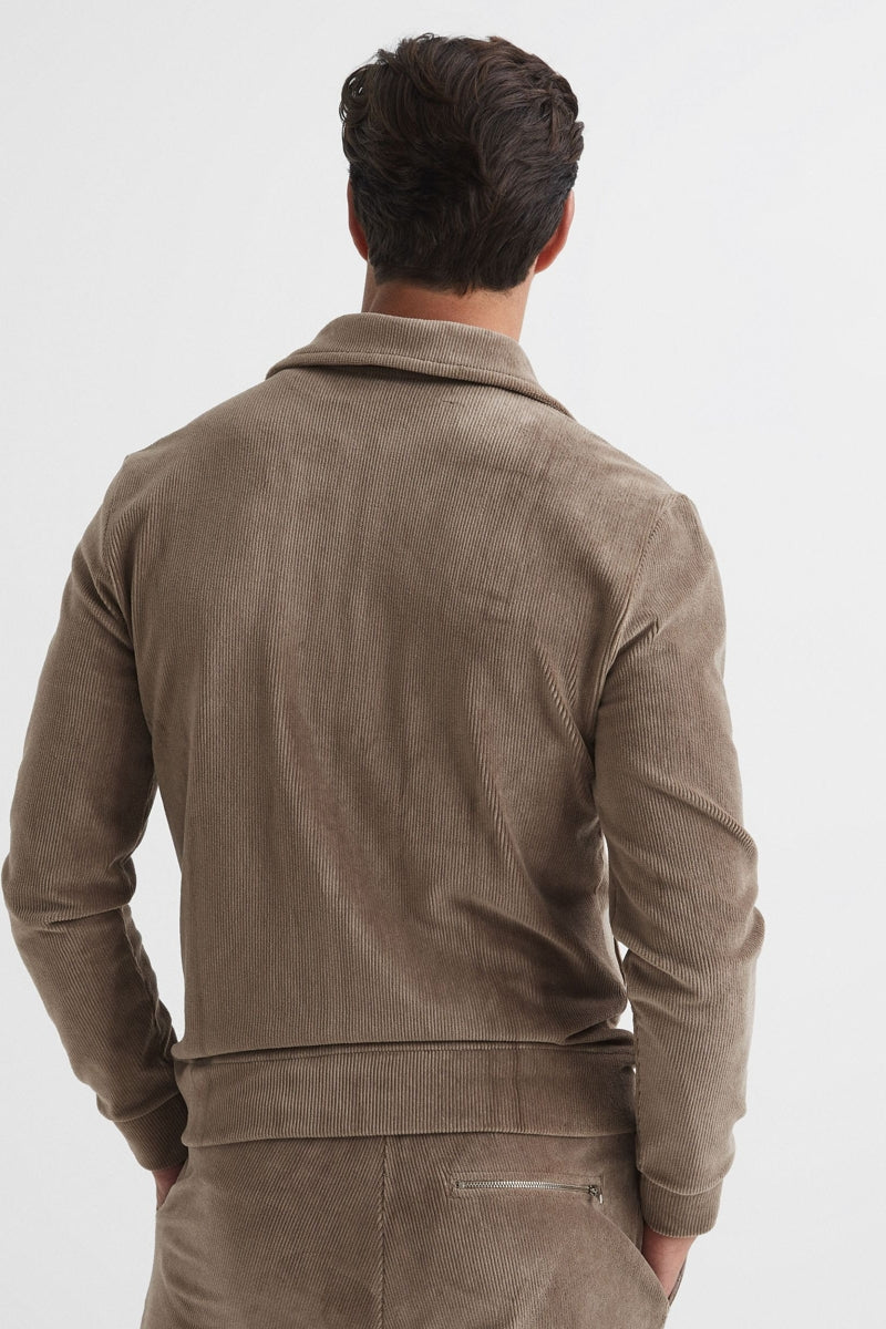 Direct From Brand,Reiss, Reiss Mocha Corduroy Track Jacket, Brown, Small-42-TagS