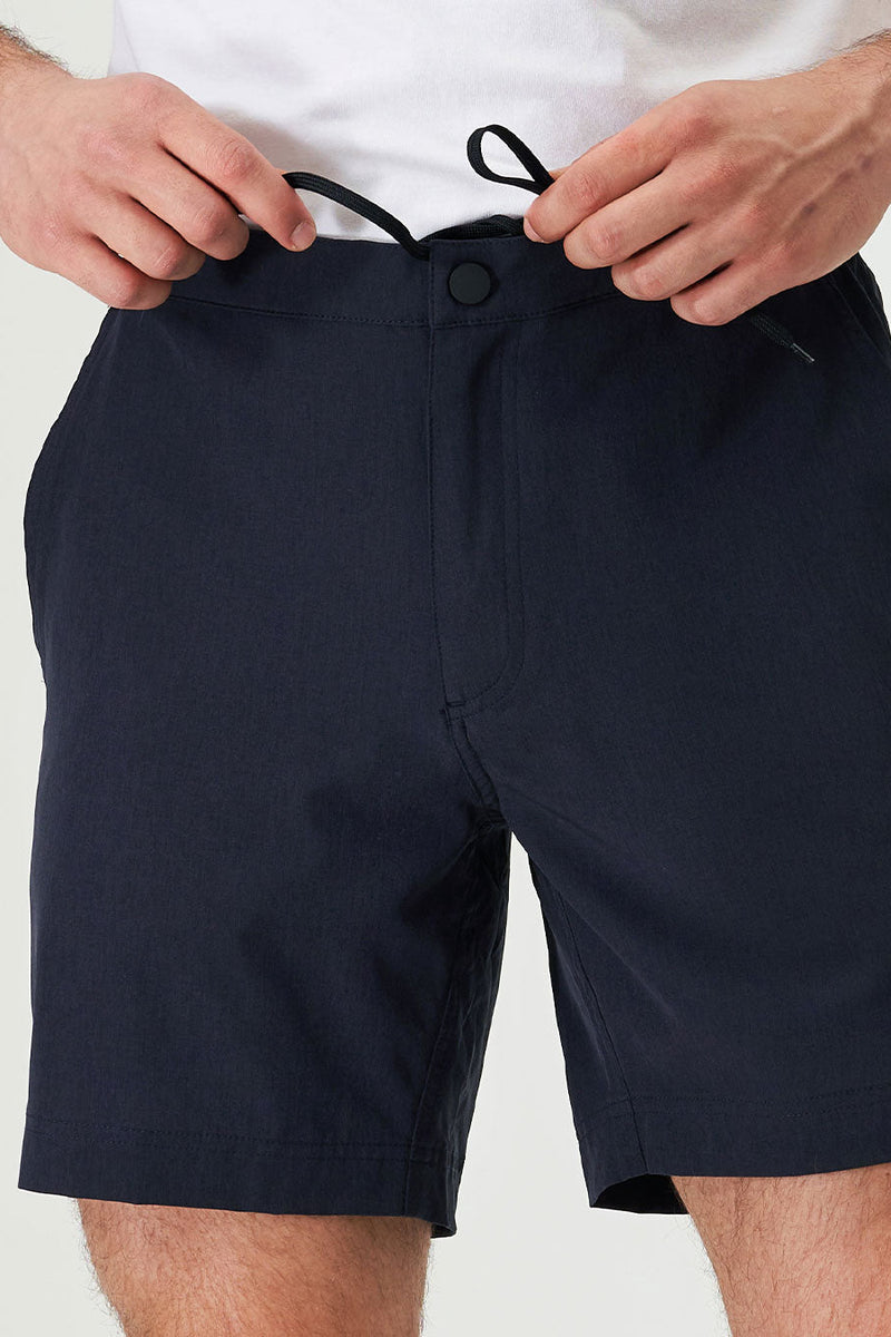 Eubi Navy Blue Packable Hybrid 8" Shorts