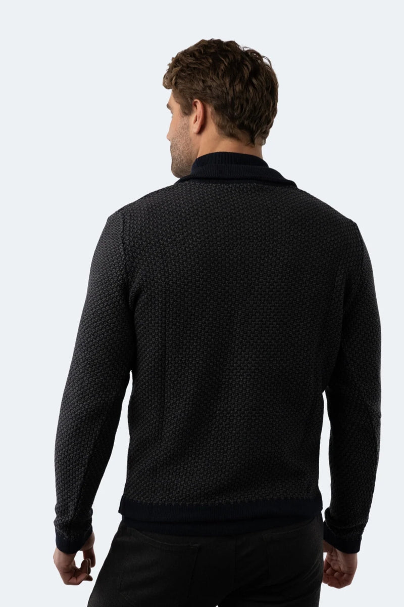 Wholesale,Luchiano Visconti, Luchiano Visconti Navy Two Tone Knit Textured Cardigan, Blue, Medium-44-TagMLarge-46-TagLExtra Large-47-TagXLExtra Extra Large-48-TagXXL