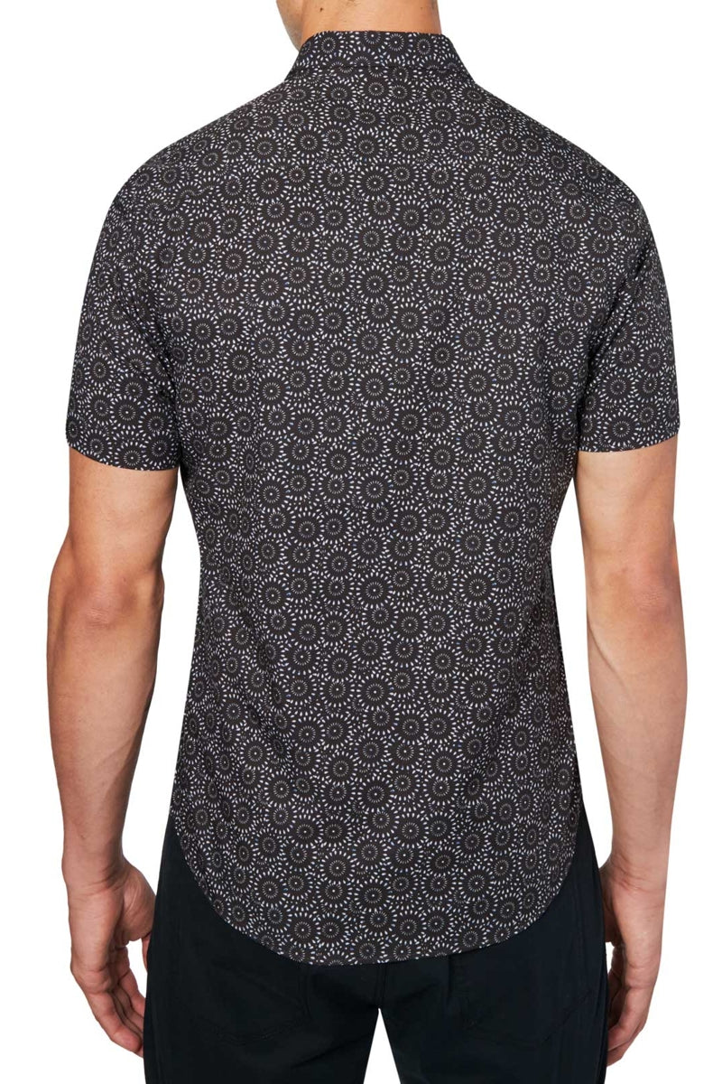 Faire,CON.STRUCT, CON.STRUCT Black Dotted Circles Short Sleeve Shirt, Black, Large-45-TagL