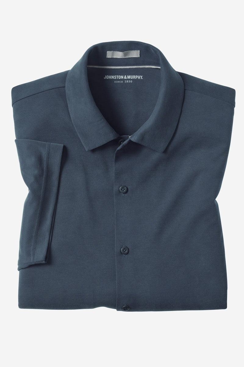 Wholesale,Johnston & Murphy, Johnston & Murphy Navy Vintage Birdseye Knit Shirt, Blue, Large-47-TagLExtra Large-52-TagXLExtra Extra Large-55-TagXXL