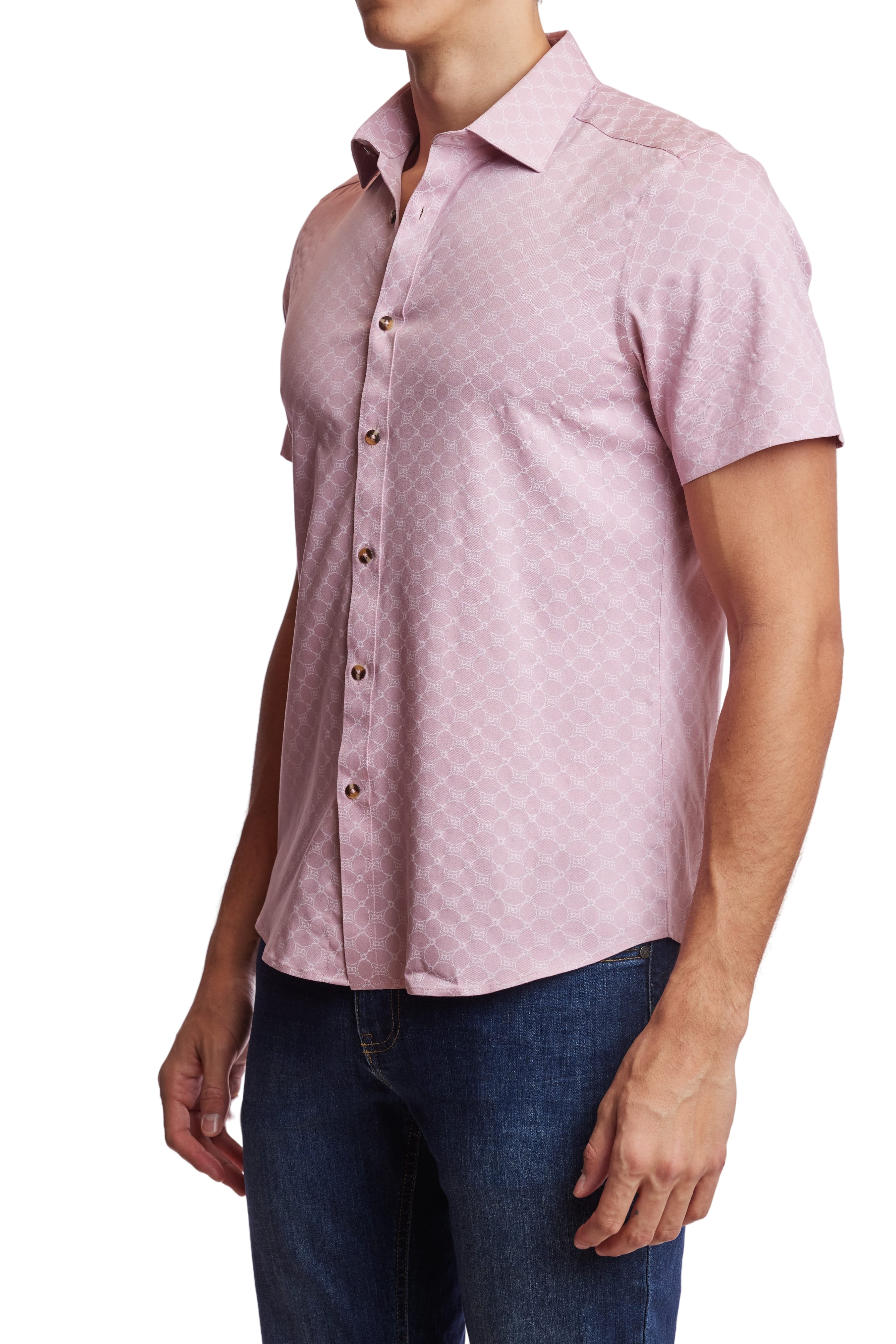 Wholesale,Paisley & Gray, Paisley & Gray Pink/White Geo Sawyer Shirt, Pink, Medium-41-TagM