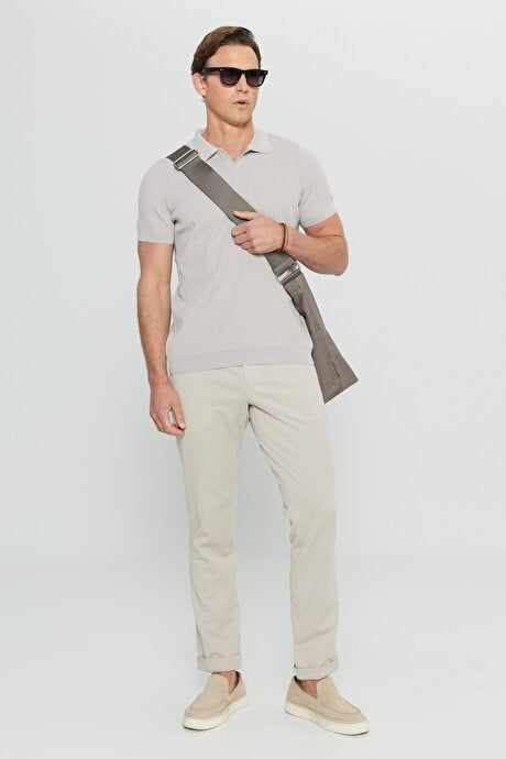 Wholesale,Altinyildiz Classics, Altinyildiz Classics Beige Rib Knit Polo, Tan, Large-44-TagL