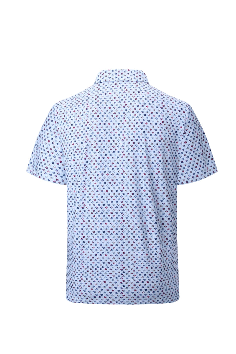 Wholesale,American Heritage, American Heritage Blue Multi Floral Print Performance Polo, Blue, Medium-42-TagM