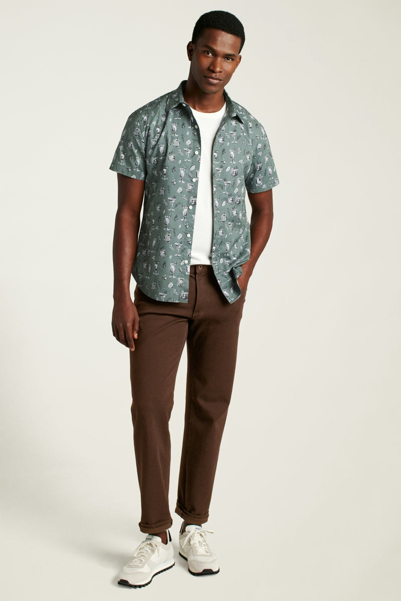 Wholesale,Bonobos, Bonobos Green Tiki Bar Print Stretch Shirt, Green, Large-47-TagL
