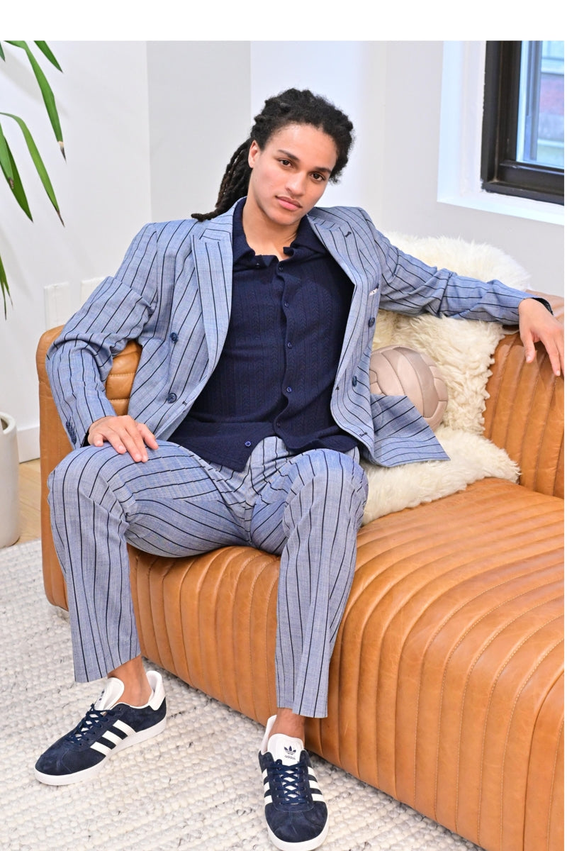Wholesale,Paisley & Gray, Paisley & Gray Navy Pointelle Polo Shirt, Blue, Medium-40-TagM