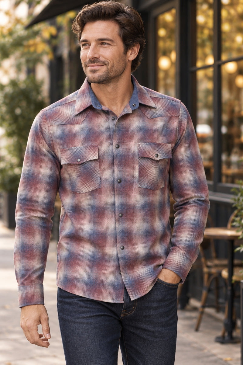 Wholesale,American Heritage, American Heritage Burgundy Plaid Flannel Shirt, Red, Medium-45-TagMLarge-48-TagLExtra Large-51-TagXL