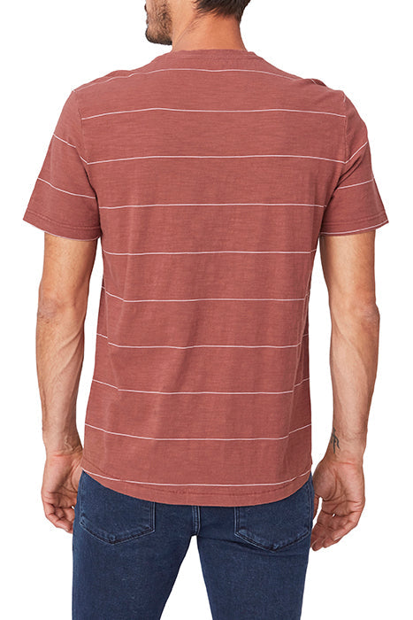 Faire,Merlino Street, Paige Mauve Stripe Crewneck Short Sleeve Tee, Brown, Extra Large-46-TagXLMedium-42-TagMSmall-39-TagSExtra Extra Large-50-TagXXL