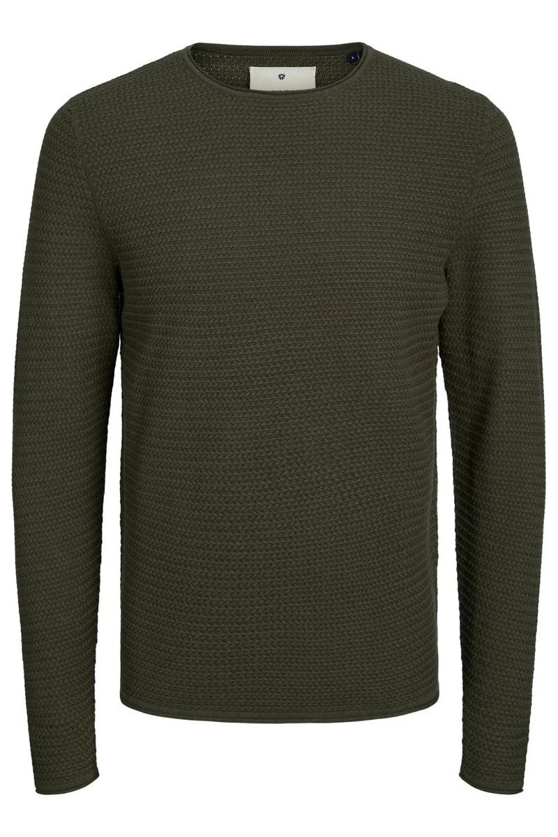 Wholesale,Jack & Jones, Jack & Jones Olive Green Knit Crew Neck Pullover, Green, Extra Extra Large-47-TagXXL