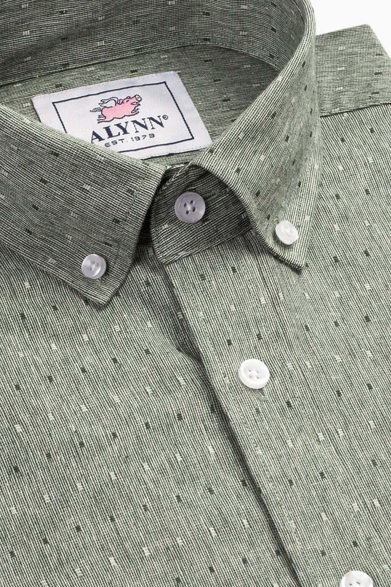 Faire,Alynn, Alynn Green Geo Slim Fit Textured Dobby Shirt, Green, Medium-42-TagMExtra Large-48-TagXLExtra Extra Large-51-TagXXLSmall-38-TagSLarge-45-TagLLarge-42-TagLSmall-38-TagM