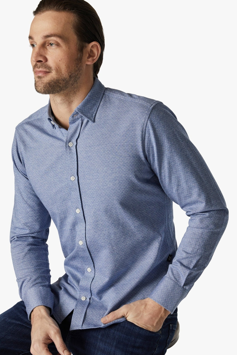 Wholesale,34 Heritage, 34 Heritage Indigo Star Print Jacquard Shirt, Blue, Extra Extra Large-56-TagXXL
