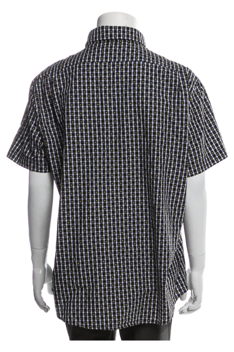 RealReal,Armani Exchange, Armani Exchange Black/White Plaid Print Short Sleeve Shirt, Black, Extra Large-48-TagXL